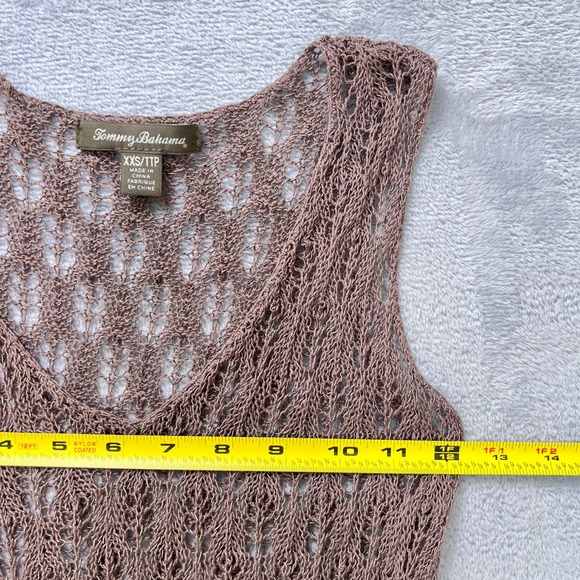 Tommy Bahama Brown Open Knit Maxi Dress Cover Up‎ Cotton Linen Blend Women's XXS - Picture 6 of 8